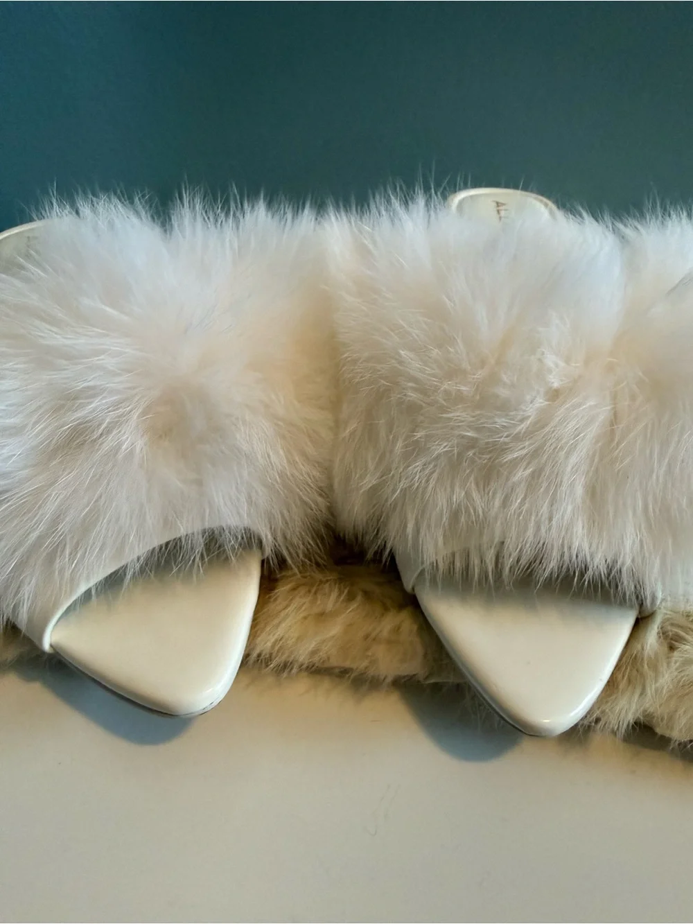 ALDO White Faux Fur Pointed Toe Stiletto Cushioned Heels - Picture 4 of 11